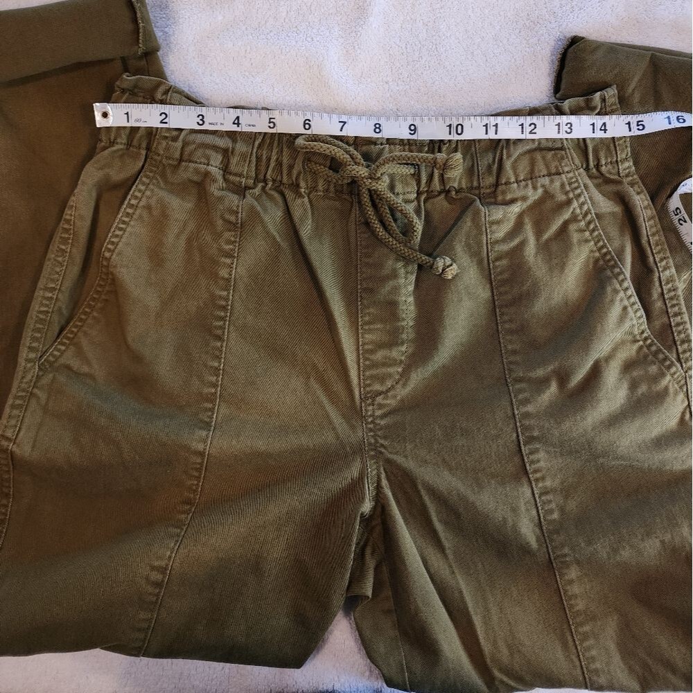 LOFT Paper Bag Drawstring Cotton Twill Joggers Small Olive Green - Picture 8 of 10